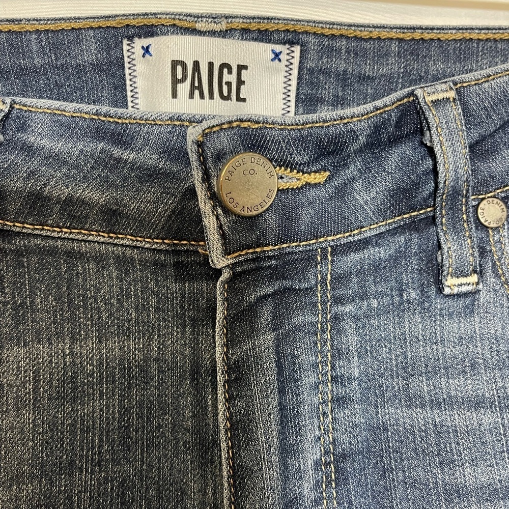 PAIGE Kylie Crop Jeans Size 30 Mid Rise Skinny Crop Blue Denim - Picture 3 of 8
